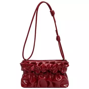 Женская сумка на плечо, плиссированная сумка через плечо из искусственной кожи, однотонная квадратная сумка (бежевый)