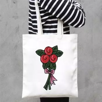 Женская сумка на плечо с графическим принтом, женские холщовые сумки с милым мультяшным принтом, простая сумка для покупок, пляжные сумки-тоут 24*26cm