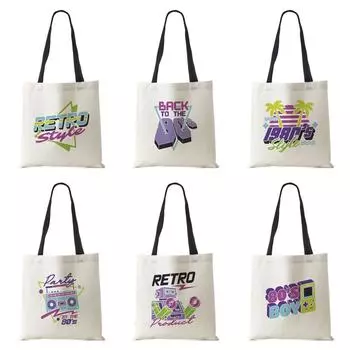 Женская сумка на плечо в стиле музыкального ТВ в стиле ретро, многоразовая сумка-шоппер с буквенным принтом, сумка-тоут с буквенным принтом в стиле Харадзюку, парусиновая сумка большой вместительности, 2022