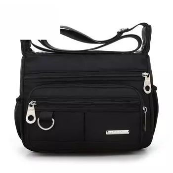 Женская сумка Нейлоновая тканая оксфордская холщовая сумка через плечо Водонепроницаемая легкая женская сумка длиной 26 см, шириной 8 см, высотой 21 см чёрный
