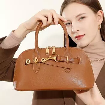 Женская сумка Niche Высококачественная кожаная сумка через плечо Весенняя сумка через плечо Европа и США Модная сумка через плечо 27*9*14 коричневый