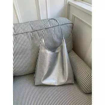 Женская сумка нишевого стиля серебристая K-style студенческая сумка-тоут Silver
