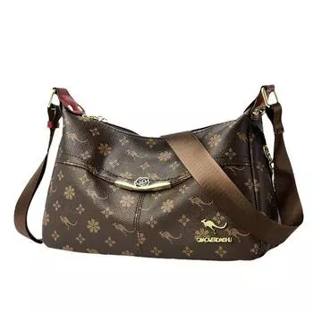 Женская сумка, новая большая вместительная женская диагональная сумка среднего возраста для мамы, универсальная модная сумка из мягкой кожи контрастного цвета с принтом 30x12x19cm