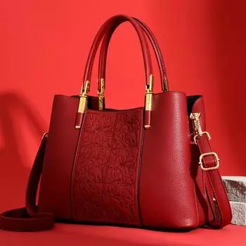 Женская сумка Новая красная свадебная сумка Большая вместительная портативная модная сумка через плечо чёрный