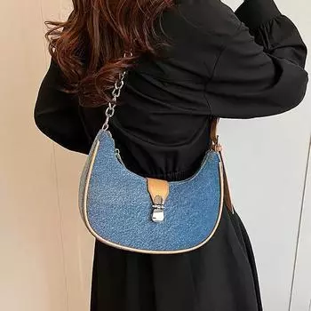 Женская сумка Новая мода джинсовая ПУ подмышечные сумки корейские винтажные универсальные сумки на одно плечо темперамент элегантные вечерние сумки