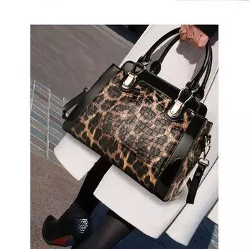 Женская сумка, новая модная и универсальная сумка с леопардовым принтом, большая вместимость из коровьей кожи, сумка через плечо на одно плечо