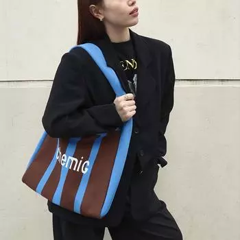 Женская сумка, новая модная полосатая застежка с буквами, мягкая, вместительная, сумка через плечо, роскошная дизайнерская сумка, универсальная