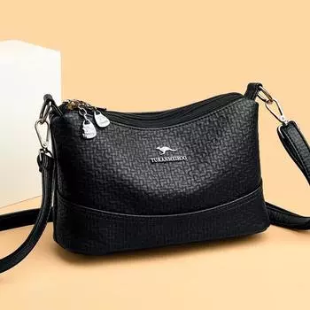 Женская сумка Новая модная женская сумка из мягкой кожи, трехслойная, среднего возраста, повседневная, большой емкости, сумка через плечо, женская сумка на плечо