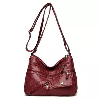 Женская сумка, новая, мягкая, кожаная, сумка через плечо, повседневная, для шопинга, сумка через плечо с несколькими карманами, уличная, модная, женская сумка из мягкой искусственной кожи