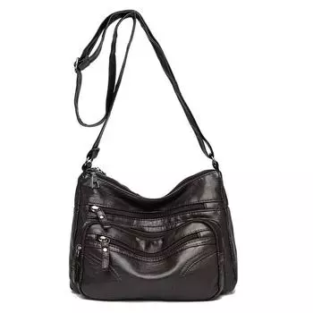 Женская сумка, новая, мягкая, кожаная, сумка через плечо, повседневная, для шопинга, сумка через плечо с несколькими карманами, уличная, модная, женская сумка из мягкой искусственной кожи