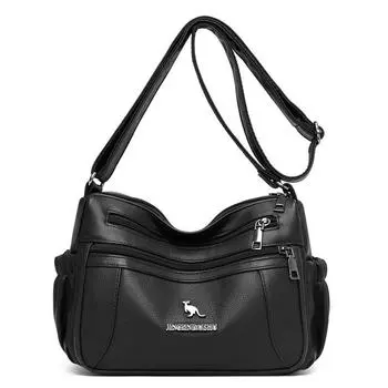 Женская сумка, новая, простая и универсальная, сумка через плечо, вместительная, с несколькими отделениями, модная 28X10X19CM чёрный