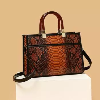 Женская сумка, новая ретро сумка из трех частей, большая вместительная сумка со змеиным узором, косая сумка на одно плечо set bag чёрный