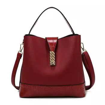 Женская сумка Новая стильная сумка Женская сумка Модная сумка через плечо Сумка-ведро с узором личи Европейская и американская ретро-сумка