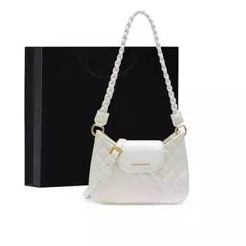 Женская сумка, новая сумка через плечо, женская сумка на плечо с ромбовидной решеткой, подарок на день рождения подруге, рисовый белый, длина 24 см, высота 18 см, ширина 6 см белый