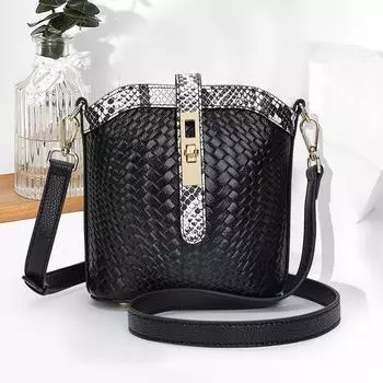 Женская сумка Новая сумка-ведро Летняя универсальная сумка для мам Среднего возраста Модная плетеная сумка через плечо 17CMX8CMX19CM