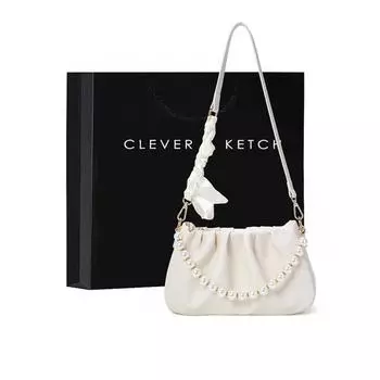 Женская сумка Новая женская сумка через плечо Сумка через плечо с жемчужной складкой Сумка-облако Сумка подмышки Длина 26 см в ширину 8 см в высоту 16 см белый