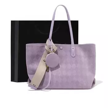 Женская сумка, новинка 2023, большая вместительная сумка, сумка на плечо, подарок на день рождения подруге, длина 36 см, высота 28 см, ширина 15 см фиолетовый