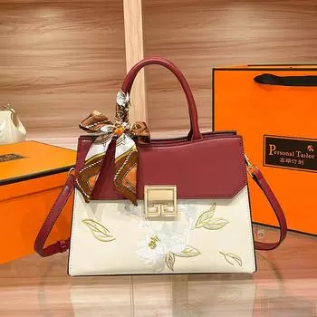 Женская сумка, новинка 2023 года, легкая роскошная атмосфера, большая вместительная сумка для мам с вышивкой лотоса, женские сумки