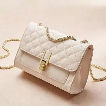 Женская сумка, новинка 2023 года, сумка на плечо из натуральной кожи первого слоя, сумка с диагональным крестом, трендовая маленькая сумка на цепочке с ароматным ветром M белый