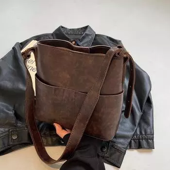 Женская сумка, новинка 2024 года, осень/зима, сумка через плечо большой вместимости с усовершенствованной универсальной текстурированной сумкой на плечо в стиле ретро