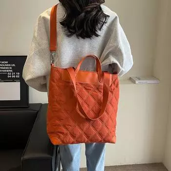 Женская сумка, новинка весны 2024, однотонная вышитая сумка на одно плечо, студенческий класс, большая вместительная сумка, сумка для покупок для отдыха