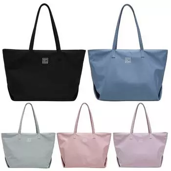 Женская сумка, однотонная большая сумка, сумка на плечо для отдыха, простая дорожная сумка для мамы, большая вместительная нейлоновая сумка чёрный