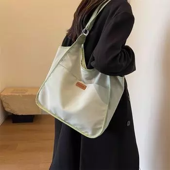 Женская сумка, однотонная сумка на плечо, студенческая сумка-тоут большой емкости, сумка для покупок бежевый