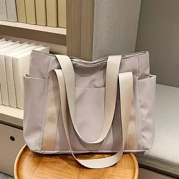 Женская сумка, однотонная сумка-тоут, сумка на плечо для поездок на работу, простая сумка для мамочек, сумка на выход, нейлоновая сумка большой емкости