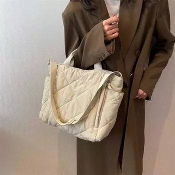 Женская сумка осень-весна нейлоновый наполнитель хлопок повседневная молния мягкая простая сумка через плечо сумка через плечо вместительная женская сумка