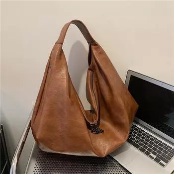 Женская сумка персонализированная сумка для пельменей 2024 осень новая простая сумка подмышкой европейская американская ретро сумка через плечо коричневый