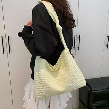 Женская сумка плиссированная сумка через плечо большой емкости студенческая сумка через плечо бежевый