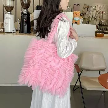 Женская сумка плиссированная версия милая плиссированная кромка кисточка маленькая сумка тоут для женщин дизайнерская сумка кошельки и сумки one size чёрный