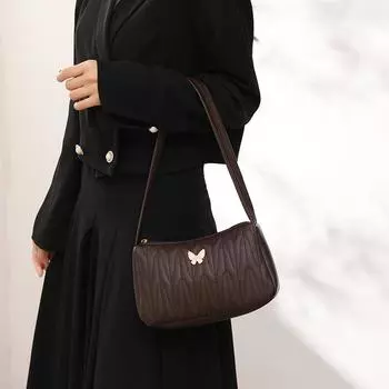 Женская сумка под мышками Lingge, вышитая сумка, женская модная сумка на плечо, сумка one size чёрный