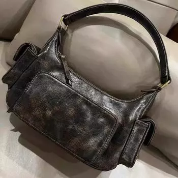 Женская сумка-подмышка в стиле ретро Майяра, мотоциклетная сумка с множеством карманов, большой клатч на плечо, американский стиль