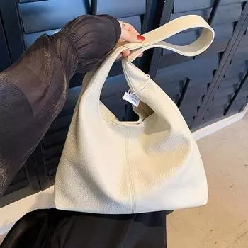 Женская сумка подмышки большой вместимости, лето 2023, новая дорожная сумка из мягкой кожи для занятий, сумка на одно плечо, сумка-ведро для мамы, большая сумка