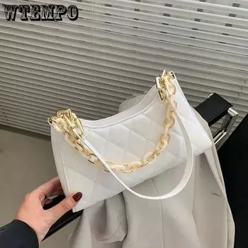 Женская сумка подмышки с цепочкой, однотонная весенне-летняя универсальная сумка на плечо, женская портативная сумка для отдыха большой вместимости