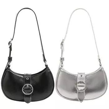 Женская сумка подмышки Y2K, однотонная стильная сумка из искусственной кожи в стиле панк, простая сумка на плечо с регулируемым ремешком для путешествий и отпуска чёрный