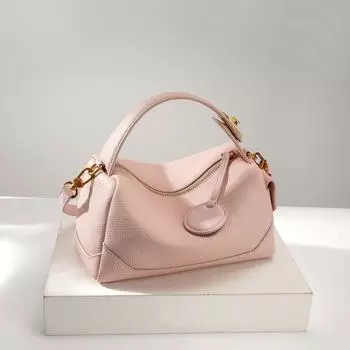Женская сумка-подушка из натуральной кожи, высококачественная металлическая фурнитура, женская сумка с верхней ручкой, маленькая бостонская сумка с кисточкой для девочек, серо-розовая бежевый