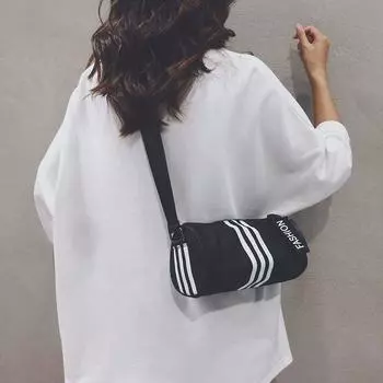 Женская сумка полоски повседневная туристическая велосипедная кроссбоди цилиндр Black