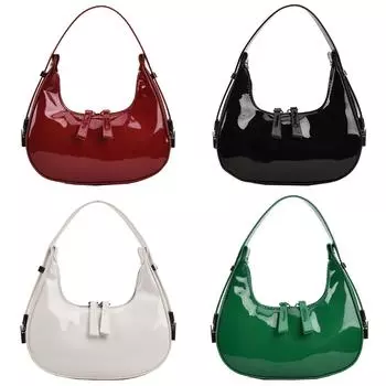 Женская сумка-полумесяц, кожаная сумка через плечо, винтажная сумка-тоут, сумка-саквояж на молнии, винтажная сумка-тоут из искусственной кожи, сумка через подмышку S красный