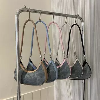 Женская сумка полумесяца модная сумка через плечо простая сумка сращивание универсальная сумка подмышкой белый