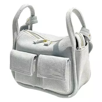 Женская сумка-портфель из денима, женские сумки-мессенджеры, большая вместимость, много карманов, простая повседневная молния, гладкая, для выходных и отпуска белый