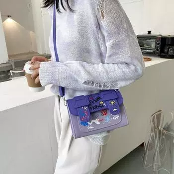 Женская сумка-портфель PU Lock Модные сумки через плечо Сумка-граффити Уличный стиль