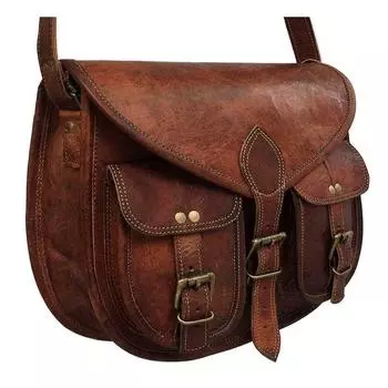 Женская сумка-портфель ручной работы, винтажная кожаная сумка-мессенджер, сумка-мессенджер на слинге S, седло 13 x 10 x 4 in коричневый