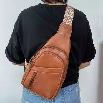 Женская сумка, повседневная модная ретро-сумка на грудь, однотонная сумка через плечо, поясная сумка в богемном стиле One Size