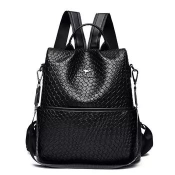 Женская сумка Повседневный женский рюкзак Все рюкзак Мягкая кожа Модная многофункциональная сумка большой емкости чёрный