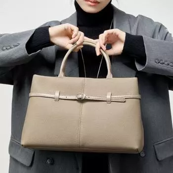 Женская сумка премиум-класса из натуральной кожи 2024 года: Портфель для поездок на работу и обратно большой вместимости на осень/зиму 35*11*23 коричневый