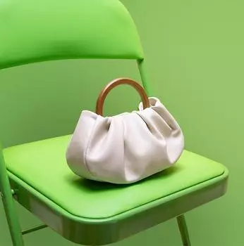 Женская сумка PU Bucket с деревянной ручкой, цепочкой, модная, сплошная, мягкая, складная, наплечные сумки, дамские сумки, кошелек, женская сумка для девочек, милая