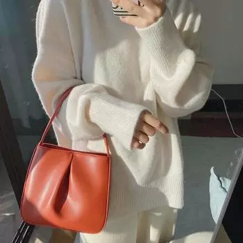 Женская сумка PU Bucket Solid Hasp Soft Fashion Korean Ladylike Плечевая сумка Сумка Кошельки Простая женская сумка