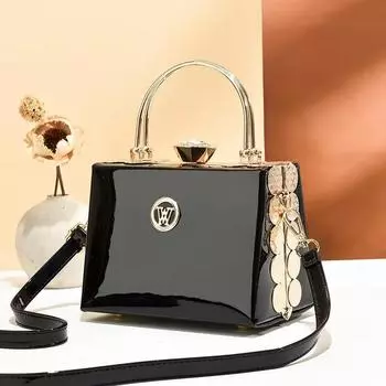 Женская сумка яркая кожаная атмосфера многофункциональная обеденная сумка-мессенджер портативная через плечо сумка 18*11*13*9 чёрный